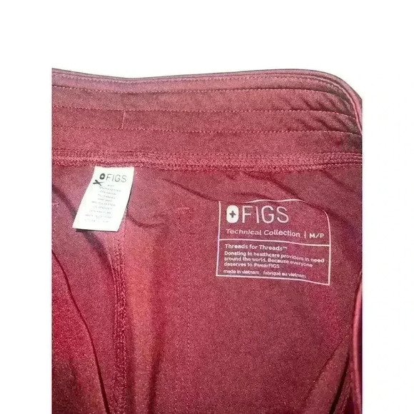 Figs Technical Collection Womens Scrub Pants Drawstring Maroon Stretch M/P - Picture 4 of 7